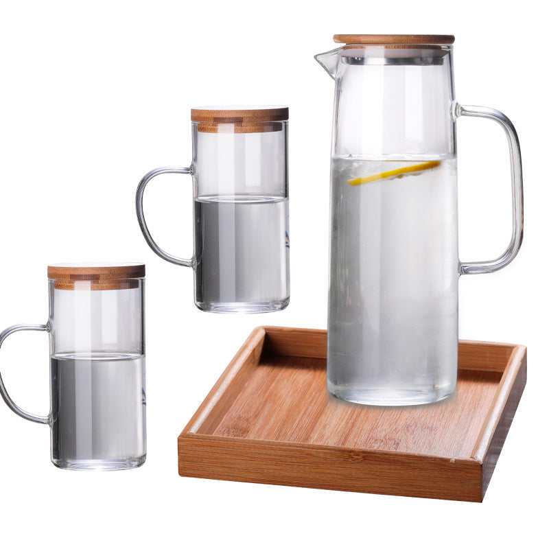 Borosilicate Glass Cold Brew Pitcher | Bamboo Lid & Cups