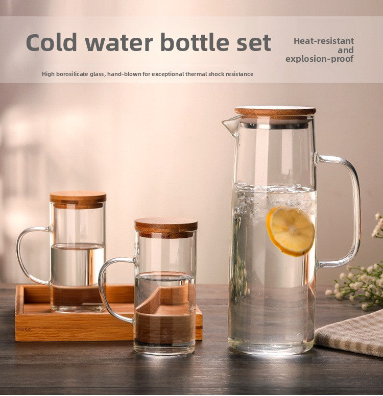 Borosilicate Glass Cold Brew Pitcher | Bamboo Lid & Cups
