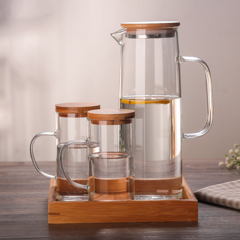 Borosilicate Glass Cold Brew Pitcher | Bamboo Lid & Cups