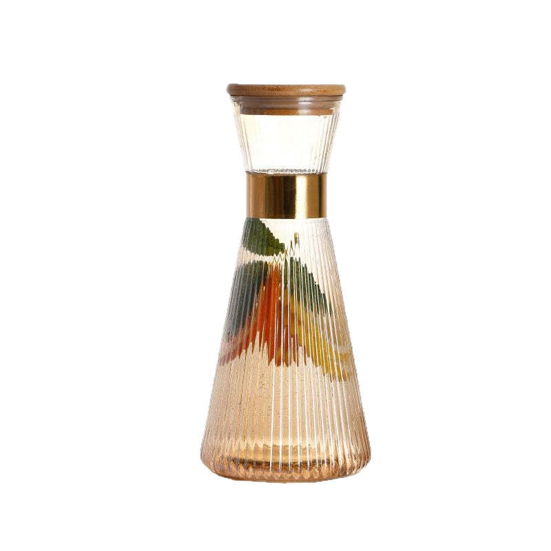 Vertical Stripe Heat-Resistant Glass Tea Set with Kettle and Cups
