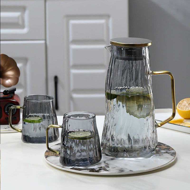 Glacier Textured Glass Water Pitcher & Cups