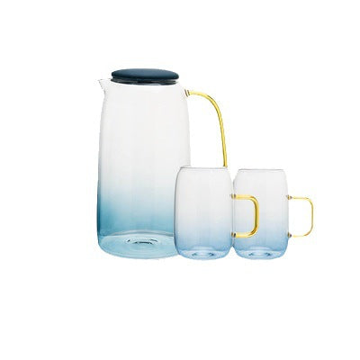 Nordic Blue Gradient Glass Pitcher & Cups