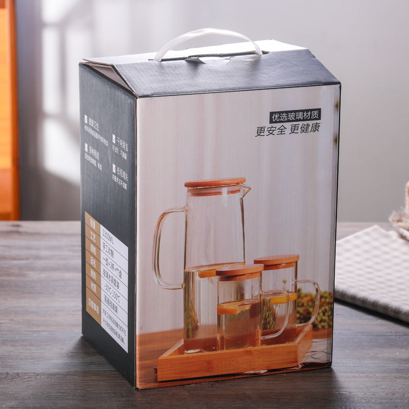 Borosilicate Glass Cold Brew Pitcher | Bamboo Lid & Cups