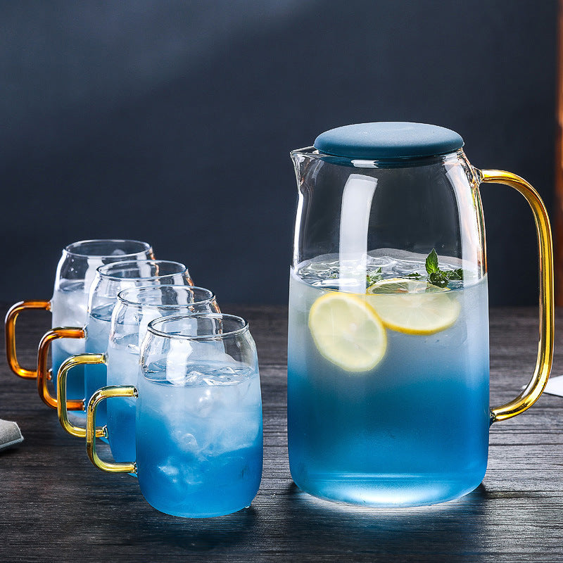 Nordic Blue Gradient Glass Pitcher & Cups