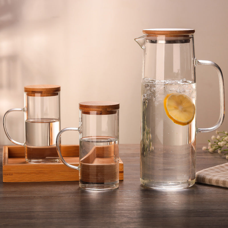 Borosilicate Glass Cold Brew Pitcher | Bamboo Lid & Cups