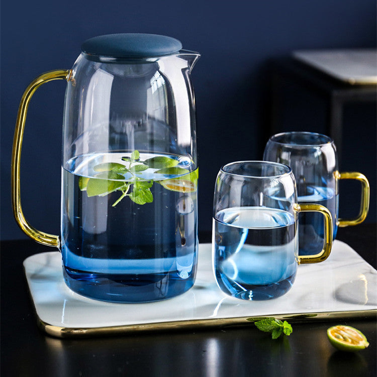 Nordic Blue Gradient Glass Pitcher & Cups