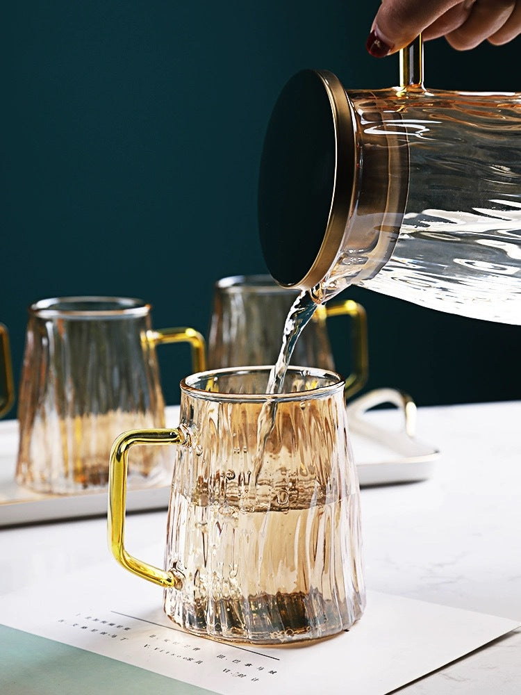 Glacier Textured Glass Water Pitcher & Cups