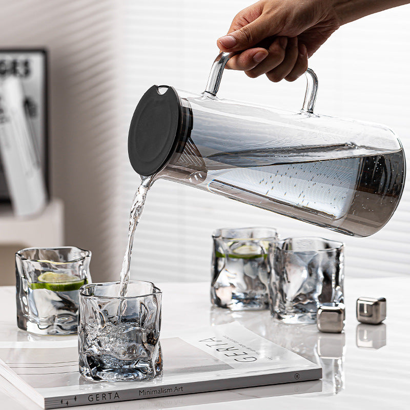 Glass Tea Set with Filter Lid and Serving Tray