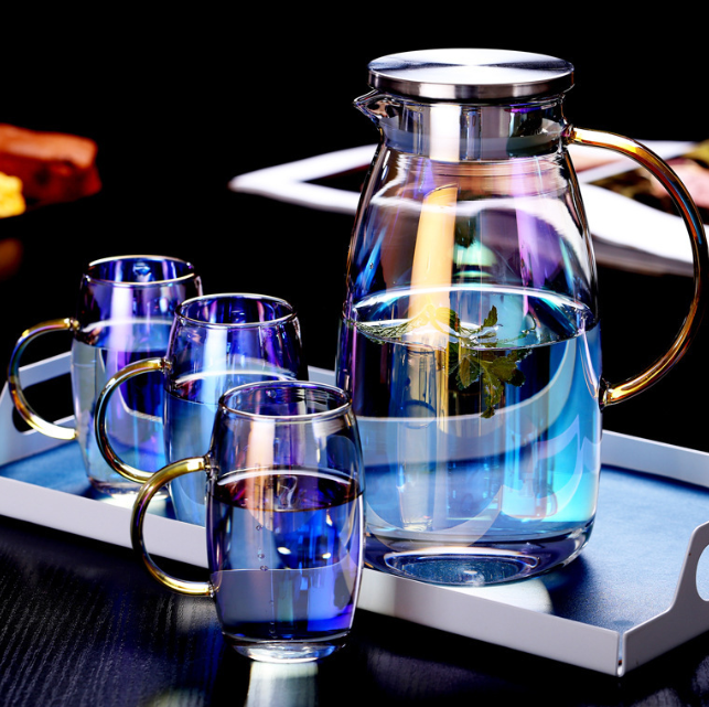 High Borosilicate Glass Cold Water Kettle with Stainless Steel Lid