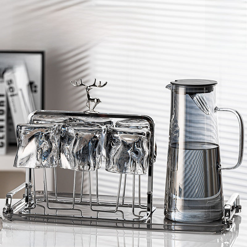 Glass Tea Set with Filter Lid and Serving Tray
