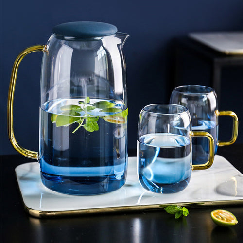 Nordic Blue Gradient Glass Pitcher & Cups