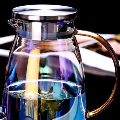 High Borosilicate Glass Cold Water Kettle with Stainless Steel Lid