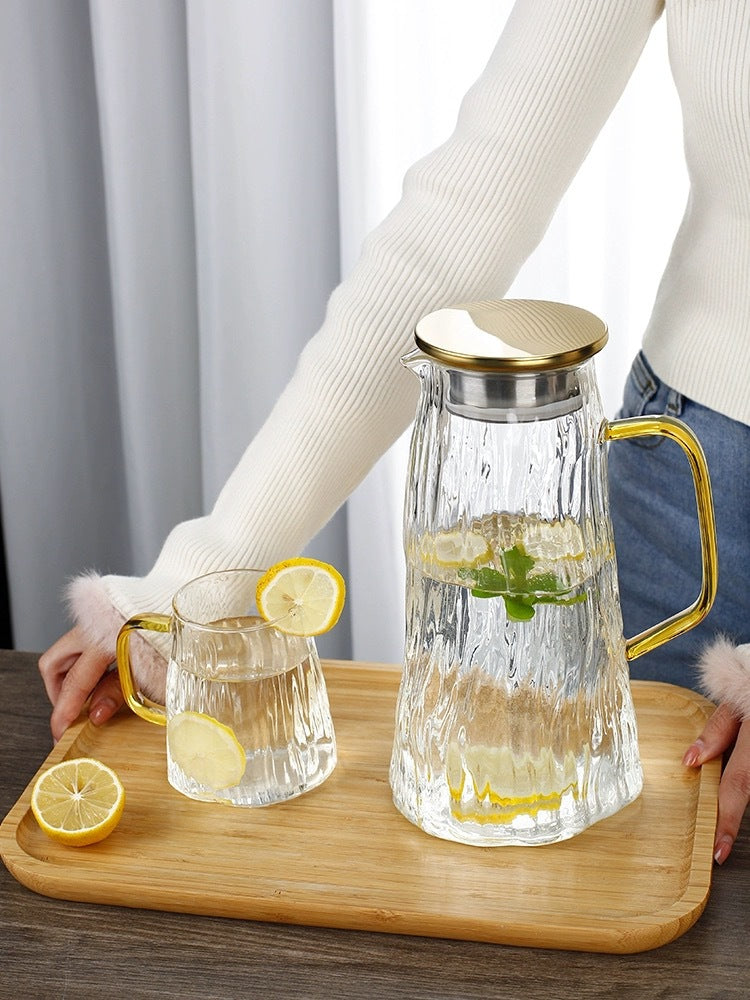 Glacier Textured Glass Water Pitcher & Cups